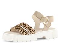 Sandalette GABOR, Damen, Gr. 36, beige (leo, beige), Ziegenveloursleder, animal-print, Schuhe Sandalette, Plateau, Riemchensandale, Sommerschuh mit Best Fitting-Ausstattung (36625450-36) leo, beige