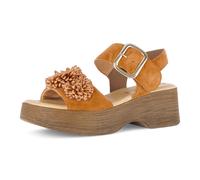 Sandalette GABOR, Damen, Gr. 37, dunkelorange, Veloursleder, unifarben, Schuhe Sandalette, Sommmerschuh mit Plateau und Absatz in Holzoptik (78792001-37) dunkelorange