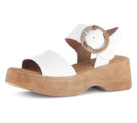Sandalette GABOR, Damen, Gr. 39, weiß, Nappaleder, unifarben, modisch, Schuhe, Sommerschuh, Riemchensandale mit Plateau in Holzoptik (71743725-39) weiß