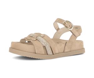 Sandalette GABOR, Damen, Gr. 40, beige, Veloursleder, Glitzerstreifen, Schuhe Sandalette, Riemchensandale, Sommerschuh mit glänzendem Schmuckriegel (76483562-40) beige