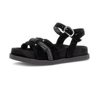 Sandalette GABOR, Damen, Gr. 42, schwarz, Veloursleder, Glitzerstreifen, Schuhe Sandalette, Riemchensandale, Sommerschuh mit glänzendem Schmuckriegel (13709853-42) schwarz