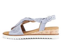 Sandalette GABOR "GENUA", Damen, Gr. 37, blau (hellblau), Nubukleder, Schuhe Sandalette, Sommerschuh, Sandale, Keilabsatz, mit verstellbarem Fersenriemchen (75493534-37)