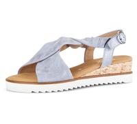 Sandalette GABOR "GENUA", Damen, Gr. 37, blau (hellblau), Nubukleder, Schuhe Sandalette, Sommerschuh, Sandale, Keilabsatz, mit verstellbarem Fersenriemchen (75493534-37) hellblau