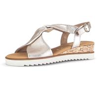 Sandalette GABOR "GENUA", Damen, Gr. 37, gold (goldfarben), Glattleder, metallic, Schuhe Sandalette, Keilabsatz, Sommerschuh, Riemchensandale in Komfortweite G (=weit) (70840340-37)