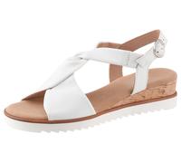 Sandalette GABOR "GENUA", Damen, Gr. 38, weiß, Kalbsleder, unifarben, Schuhe Sandalette, Keilabsatz, Sommerschuh, Riemchensandale in Komfortweite G (=weit), Topseller (42797001-38)