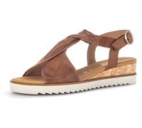 Sandalette GABOR "GENUA", Damen, Gr. 40, braun (camelfarben), Kalbsleder, unifarben, Schuhe, Keilabsatz, Sommerschuh, Riemchensandale in Komfortweite G (=weit) (95071846-40) camelfarben