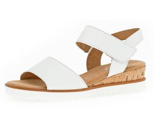 Sandalette GABOR "GENUA", Damen, Gr. 40, weiß, Leder, Schuhe Sandalette, Sommerschuh, Sandale, Keilabsatz, mit Klettverschluss, Weite G (69725130-40)