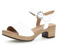 Sandalette GABOR "KRETA", Damen, Gr. 37, weiß, Kalbsleder, Schuhe Sandalette, Blockabsatz, Sommerschuh, Sandale mit Zierschnalle, Weite G (weit) (60822647-37) weiß