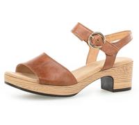 Sandalette GABOR "KRETA", Damen, Gr. 39, braun (camelfarben), Kalbsleder, unifarben, Schuhe Sandalette, Blockabsatz, Sommerschuh, Sandale mit Zierschnalle, Weite G (weit) (27948519-39) camelfarben