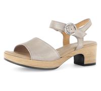 Sandalette GABOR "KRETA", Damen, Gr. 40, beige (beige metallic), Veloursleder, Schuhe Sandalette, Blockabsatz, Sommerschuh, Riemchensandale mit Glitterdruck, Weite G (28416469-40)