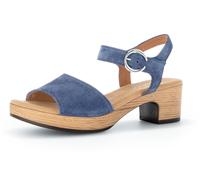 Sandalette GABOR "KRETA", Damen, Gr. 40, blau (jeansblau), Veloursleder, Schuhe Sandalette, Blockabsatz, Sommerschuh, Riemchensandale in Komfortweite G (=weit) (52739851-40) jeansblau
