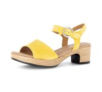 Sandalette GABOR "KRETA", Damen, Gr. 42, dunkekgelb, Ziegenveloursleder, Schuhe Sandalette, Blockabsatz, Sommerschuh, Riemchensandale in Komfortweite G (=weit) (32889107-42) dunkekgelb