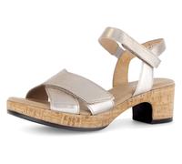 Sandalette GABOR "KRETA", Damen, Gr. 42, gold (goldfarben), Ziegenleder, metallic, Schuhe Sandalette, Blockabsatz, Sommerschuh, Sandale in Bequemweite G (= weit) (51048817-42) goldfarben