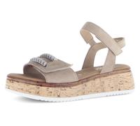 Sandalette GABOR "RHODOS", Damen, Gr. 40, beige (sand), Veloursleder, unifarben, Schuhe Sandalette, Sommerschuh, Riemchensandale mit zwei Klettverschlüssen, G-Weite (65887102-40) sand