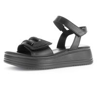 Sandalette GABOR "RHODOS", Damen, Gr. 42, schwarz (schwarz, schwarz), Kalbsleder, unifarben, Schuhe Sandalette, Sommerschuh, Riemchensandale mit zwei Klettverschlüssen, G-Weite (66178647-42) schwarz,