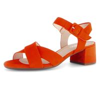Sandalette GABOR "TUNIS", Damen, Gr. 37, orange, Ziegenveloursleder, unifarben, Schuhe Sandalette, Blockabsatz, Riemchensandale, Kreuzbandage, Weite G (=weit) (73671612-37)