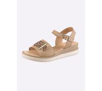 Sandalette HEINE, Damen, Gr. 36, camel, leofarben, Leder, Rindsleder, Schuhe Sandalette (87580613-36) camel, leofarben
