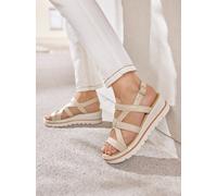 Sandalette HEINE, Damen, Gr. 36, creme, Glattleder, Leder, Rindsleder, Schuhe Sandalette (14287228-36) creme