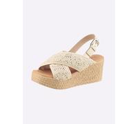 Sandalette HEINE, Damen, Gr. 37, beige, Rindsleder, Textil, Schuhe Sandalette (18607842-37) beige