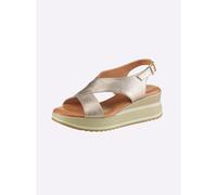 Sandalette HEINE, Damen, Gr. 38, gold (bronzefarben), Leder, Rindsleder, Schuhe Sandalette (67213122-38) bronzefarben