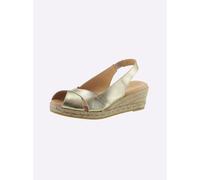 Sandalette HEINE, Damen, Gr. 38, gold (goldfarben), Leder, Schuhe Sandalette (43946521-38) goldfarben
