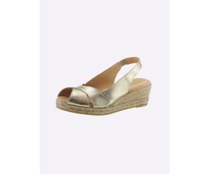 Sandalette HEINE, Damen, Gr. 39, gold (goldfarben), Leder, Schuhe Sandalette (43946521-39) goldfarben