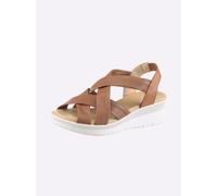 Sandalette HEINE, Damen, Gr. 41, cognac, Glattleder, Leder, Schuhe Sandalette (72444260-41) cognac
