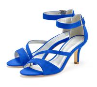 Sandalette LASCANA "offener Schuh, Riemchensandalette, Sommerschuh", Damen, Gr. 37, blau (royalblau), Obermaterial: 100% Textilmaterial. Decksohle: 100% Lederimitat. Futter: 100% Lederimitat. Laufsohl