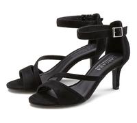 Sandalette LASCANA "offener Schuh, Riemchensandalette, Sommerschuh", Damen, Gr. 39, schwarz, Obermaterial: 100% Textilmaterial. Decksohle: 100% Lederimitat. Futter: 100% Lederimitat. Laufsohle: 100% S