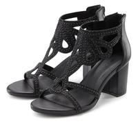 Sandalette LASCANA "Sandale, Sommerschuh, offener Schuh", Damen, Gr. 38, schwarz, Obermaterial: 100% Lederimitat. Decksohle: 100% Lederimitat. Futter: 100% Lederimitat. Laufsohle: 100% Synthetik, Glit