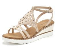 Sandalette LASCANA "Sommerschuh", Damen, Gr. 39, beige, Obermaterial: 100% Textilmaterial. Decksohle: 100% Textilmaterial. Futter: 100% Lederimitat. Laufsohle: 100% Synthetik, gemustert, Schuhe Sandal