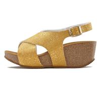 Sandalette LASCANA "Sommerschuh", Damen, Gr. 41, gelb (curry, gelb), Obermaterial: 100% Lederimitat. Decksohle: 100% Rindsleder. Futter: 100% Textilmaterial. Laufsohle: 100% Synthetik, Strukturmuster,