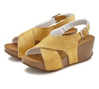 Sandalette LASCANA Gr. 42, gelb (curry, gelb) Damen Schuhe Keilsandaletten Sommerschuh mit Keilabsatz und Korkfußbett (72916845-42)