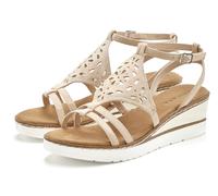 Sandalette LASCANA "Sommerschuh, offener Schuh, Sandale, Keilsandalette", Damen, Gr. 43, beige, Obermaterial: 100% Textilmaterial. Decksohle: 100% Textilmaterial. Futter: 100% Lederimitat. Laufsohle: 