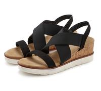 Sandalette LASCANA "Sommerschuh, offener Schuh, Sandale", Damen, Gr. 43, schwarz, Obermaterial: 100% Textilmaterial. Decksohle: 100% Textilmaterial. Futter: 100% Lederimitat. Laufsohle: 100% Synthetik