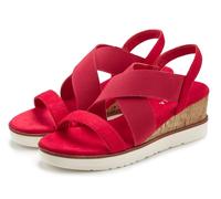 Sandalette LASCANA "Sommerschuh, offener Schuh, Sandale, Keilsandalette", Damen, Gr. 37, rot, Obermaterial: 100% Textilmaterial. Decksohle: 100% Textilmaterial. Futter: 100% Lederimitat. Laufsohle: 10
