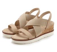 Sandalette LASCANA "Sommerschuh, offener Schuh, Sandale, Keilsandalette", Damen, Gr. 38, beige, Obermaterial: 100% Textilmaterial. Decksohle: 100% Textilmaterial. Futter: 100% Lederimitat. Laufsohle: 