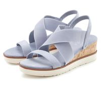 Sandalette LASCANA "Sommerschuh, offener Schuh, Sandale, Keilsandalette", Damen, Gr. 39, hellblau, Obermaterial: 100% Textilmaterial. Decksohle: 100% Textilmaterial. Futter: 100% Lederimitat. Laufsohl