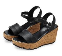 Sandalette LASCANA "Sommerschuh, offener Schuh, Sandale, Keilsandalette", Damen, Gr. 39, schwarz, Obermaterial: 100% Schafsleder. Decksohle: 100% Lederimitat. Futter: 100% Synthetik. Laufsohle: 100% S