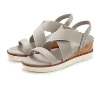 Sandalette LASCANA Gr. 40, grau Damen Schuhe Keilsandaletten mit Keilabsatz und elastischen Riemen VEGAN (94649447-40)