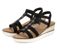 Sandalette LASCANA "Sommerschuh, offener Schuh, Sandale, Keilsandalette", Damen, Gr. 40, schwarz, Obermaterial: 100% Textilmaterial. Decksohle: 100% Textilmaterial. Futter: 100% Lederimitat. Laufsohle