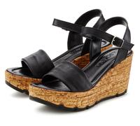 Sandalette LASCANA "Sommerschuh, offener Schuh, Sandale, Keilsandalette", Damen, Gr. 40, schwarz, Obermaterial: 100% Schafsleder. Decksohle: 100% Lederimitat. Futter: 100% Synthetik. Laufsohle: 100% S