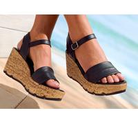 Sandalette LASCANA "Sommerschuh, offener Schuh, Sandale, Keilsandalette", Damen, Gr. 41, schwarz, Obermaterial: 100% Schafsleder. Decksohle: 100% Lederimitat. Futter: 100% Synthetik. Laufsohle: 100% S