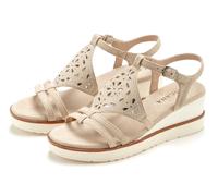 Sandalette LASCANA "Sommerschuh, offener Schuh, Sandale, Keilsandalette", Damen, Gr. 43, beige, Obermaterial: 100% Textilmaterial. Decksohle: 100% Textilmaterial. Futter: 100% Lederimitat. Laufsohle: