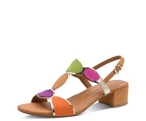 Sandalette MARCO TOZZI, Damen, Gr. 37, multi, Lederimitat, Textil, mehrfarbig, Schuhe Sandalette, Blockabsatz, Sommerschuh, Riemchensandale mit verstellbarer Schnalle (72327254-37) multi