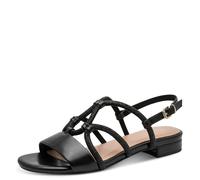 Sandalette MARCO TOZZI, Damen, Gr. 37, schwarz, Lederimitat, Textil, glänzend, unifarben, Schuhe Sandalette, Blockabsatz, Riemchensandale, Sommerschuh in veganer Verarbeitung (77542016-37) schwarz