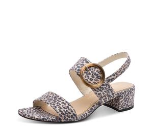Sandalette MARCO TOZZI, Damen, Gr. 38, bunt (leo), Textil, Veloursleder, Schuhe Sandalette, Blockabsatz, Riemchensandale, Festtagsschuh mit großer Zierschnalle (24271415-38) leo