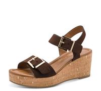 Sandalette MARCO TOZZI, Damen, Gr. 39, dunkelbraun, Lederimitat, unifarben, Schuhe Sandalette, Plateau, Riemchensandale mit zwei verstellbaren Schnallen (18190744-39) dunkelbraun