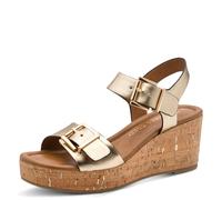 Sandalette MARCO TOZZI, Damen, Gr. 39, goldfarben, Lederimitat, metallic, Schuhe Sandalette, Plateau, Riemchensandale mit zwei verstellbaren Schnallen (25583555-39) goldfarben