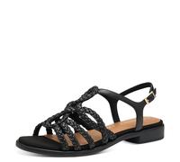 Sandalette MARCO TOZZI, Damen, Gr. 40, schwarz, Lederimitat, Flechtoptik, unifarben, Schuhe Sandalette, Blockabsatz, Sommerschuh mit modischen Flechtriemchen (30301857-40) schwarz